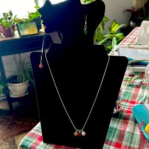 Handcrafted by me Christmas necklace & earrings Look like Christmas decorations